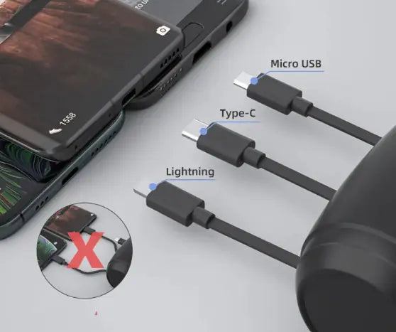 triport car charger plugged into vehicle